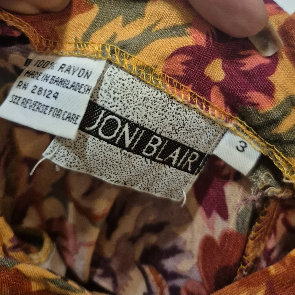 Joni Blair Dress Maxi Halter Button Down Vibrant Floral Vintage 3/S - Picture 2 of 5
